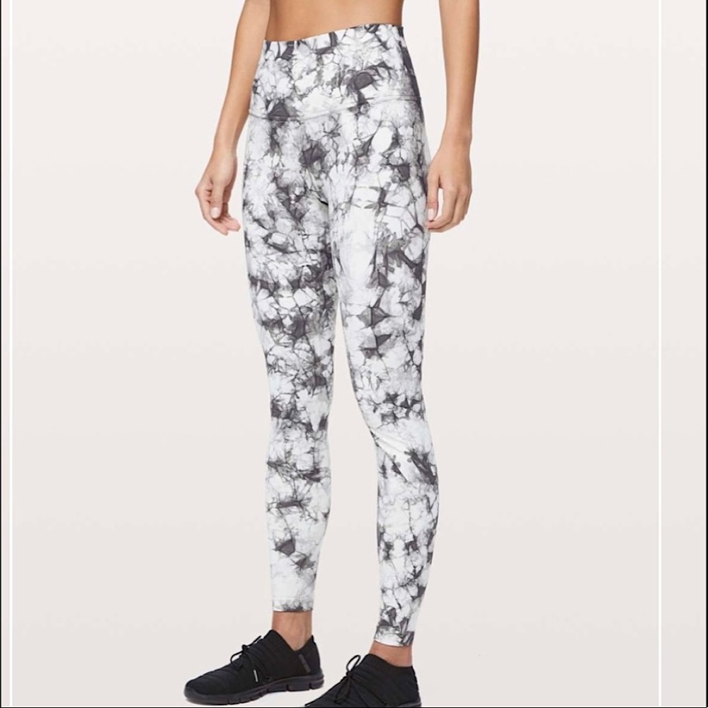 lululemon athletica White & Gray Marble Print High-Rise Leggings